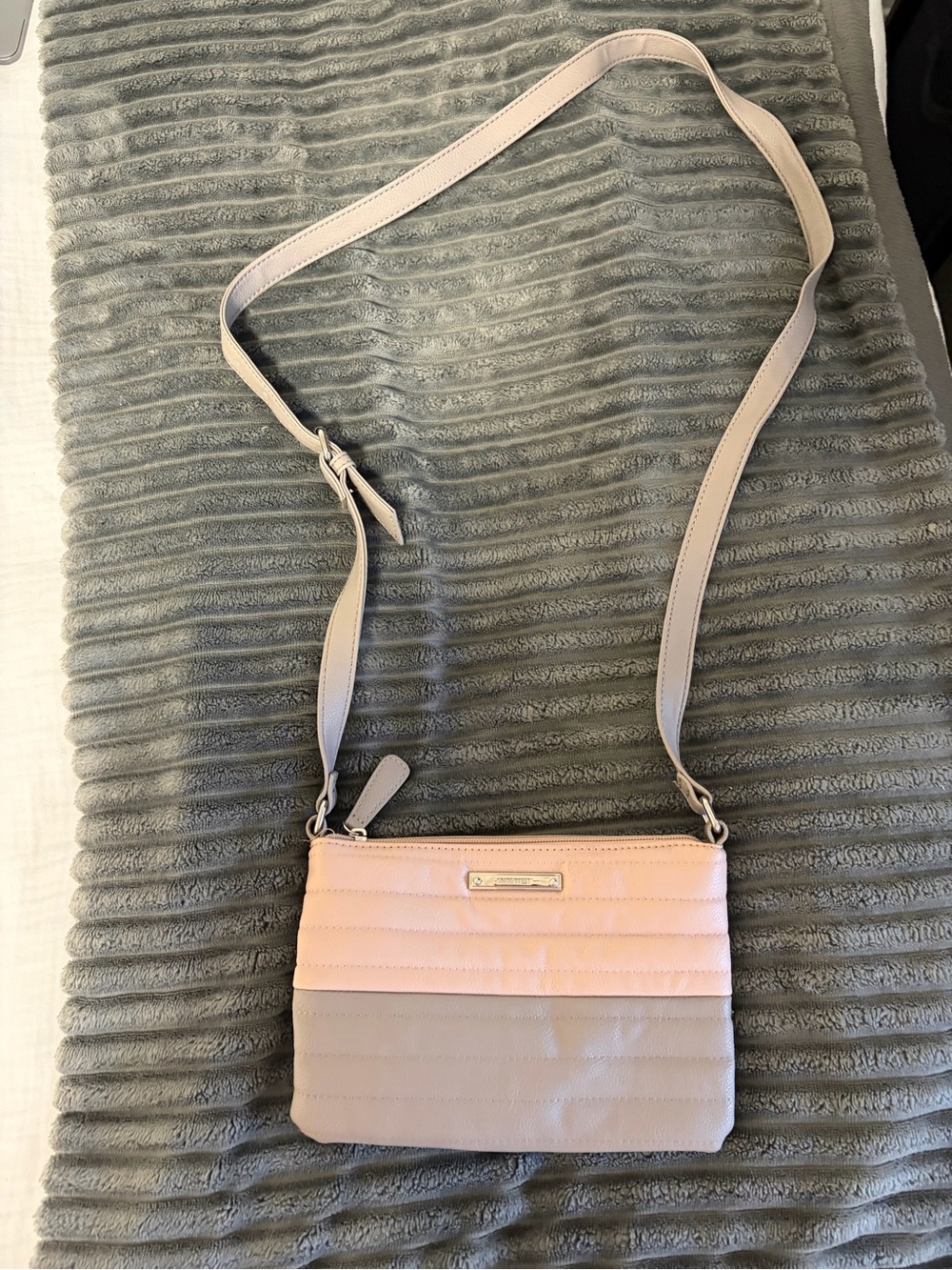Nine West Two-Tone Pink and Taupe Quilted Crossbody Bag